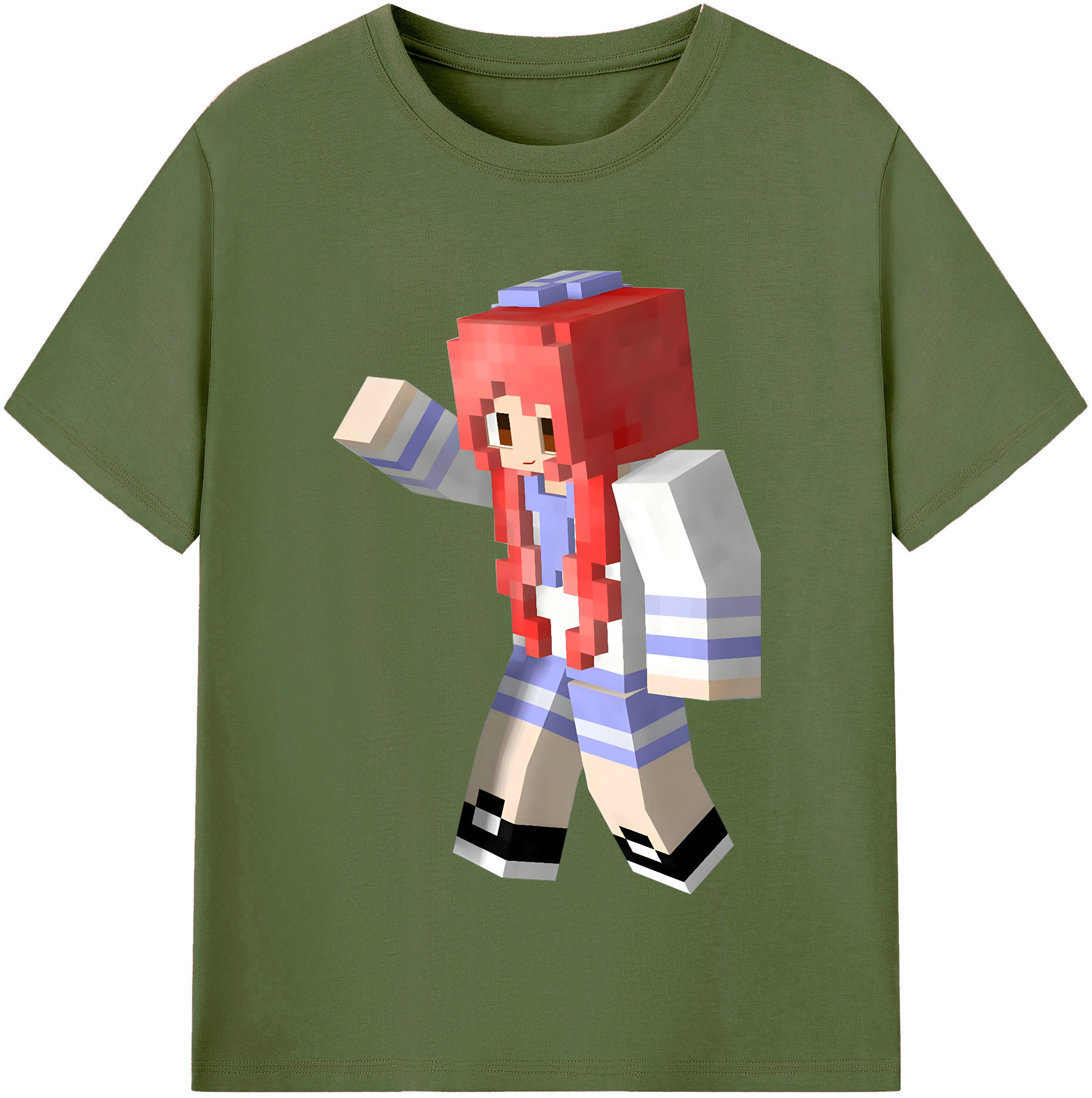 （画像用） マインクラフト ブロックの世界 Minecraft MC Block world 綿100％半袖Tシャツ（フロントプリント）